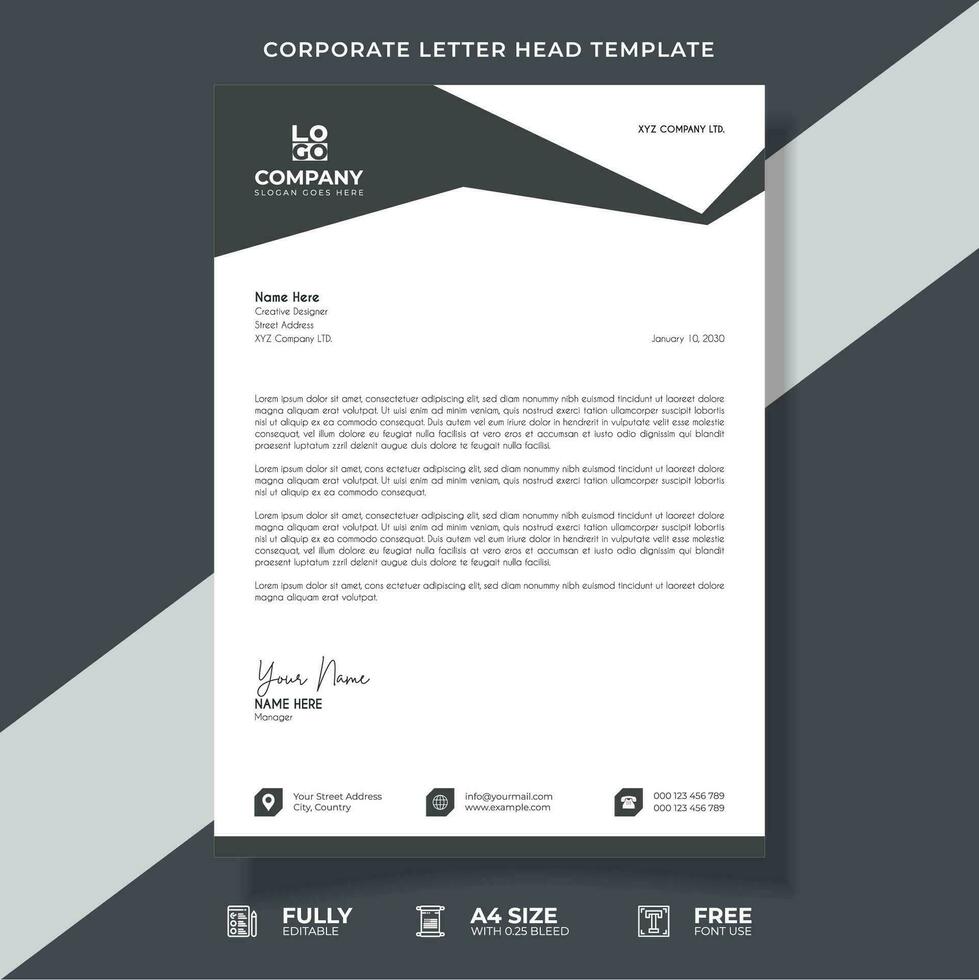 företags moderna brevpapper formgivningsmall. kreativ modern brevhuvud designmall för ditt projekt. vektor