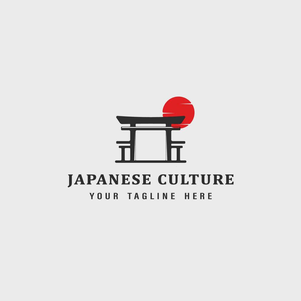 japansk kultur toriien Port logotyp årgång vektor illustration begrepp mall ikon design