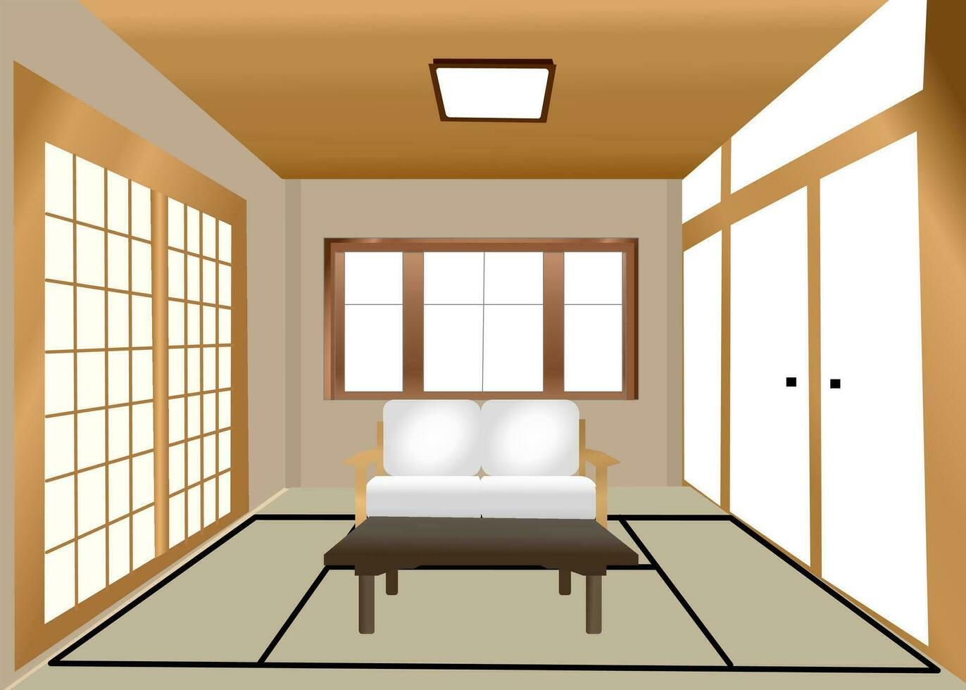 diese Innere Design ist Show das Design von japanisch Leben Zimmer oder Bett Zimmer zum Hintergrund und Innere Design Konzept vektor