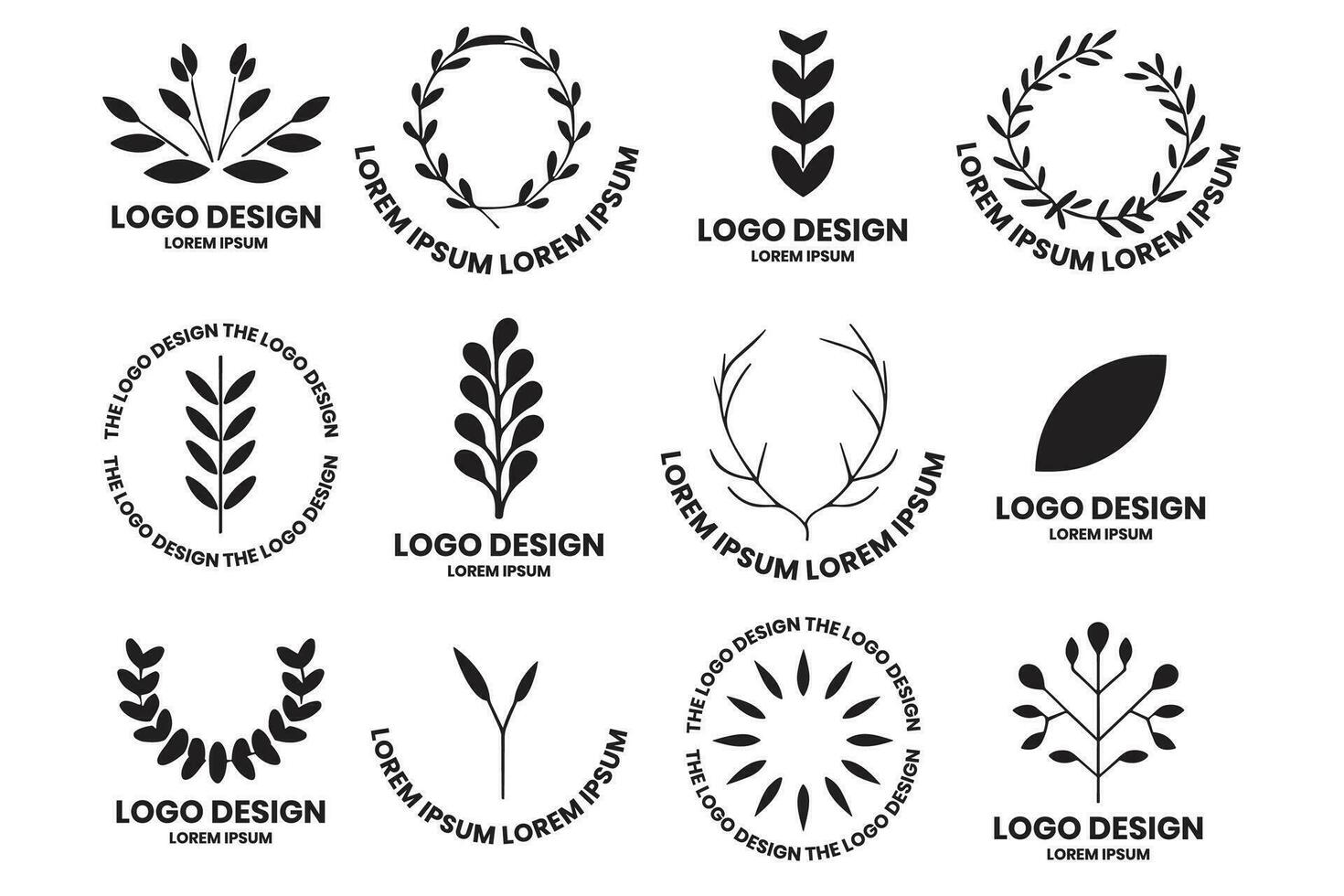 Blume oder Blatt Logo im ein minimalistisch Stil zum Dekoration vektor