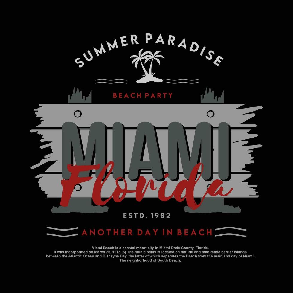 miami strand florida grafisk, typografi vektor, t skjorta design, illustration, Bra för tillfällig stil vektor