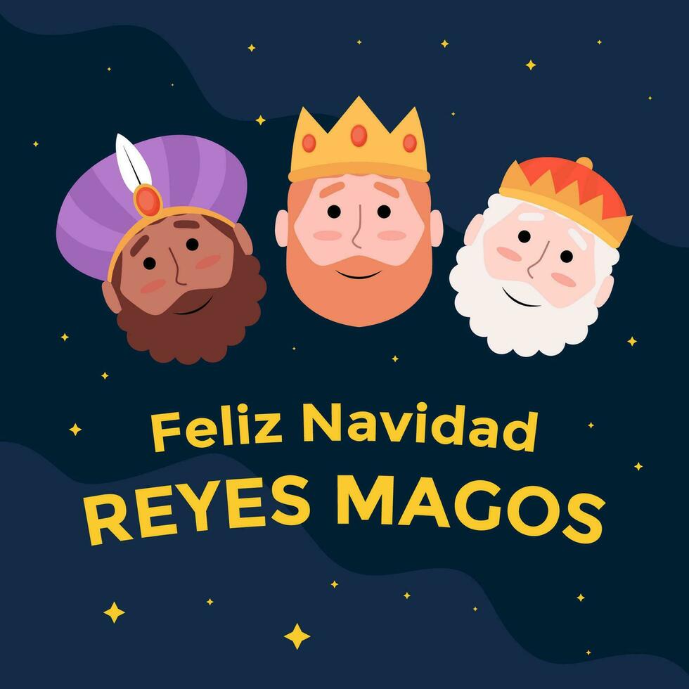 Vektor Design feliz navidad Reyes Magos Illustration im eben Stil