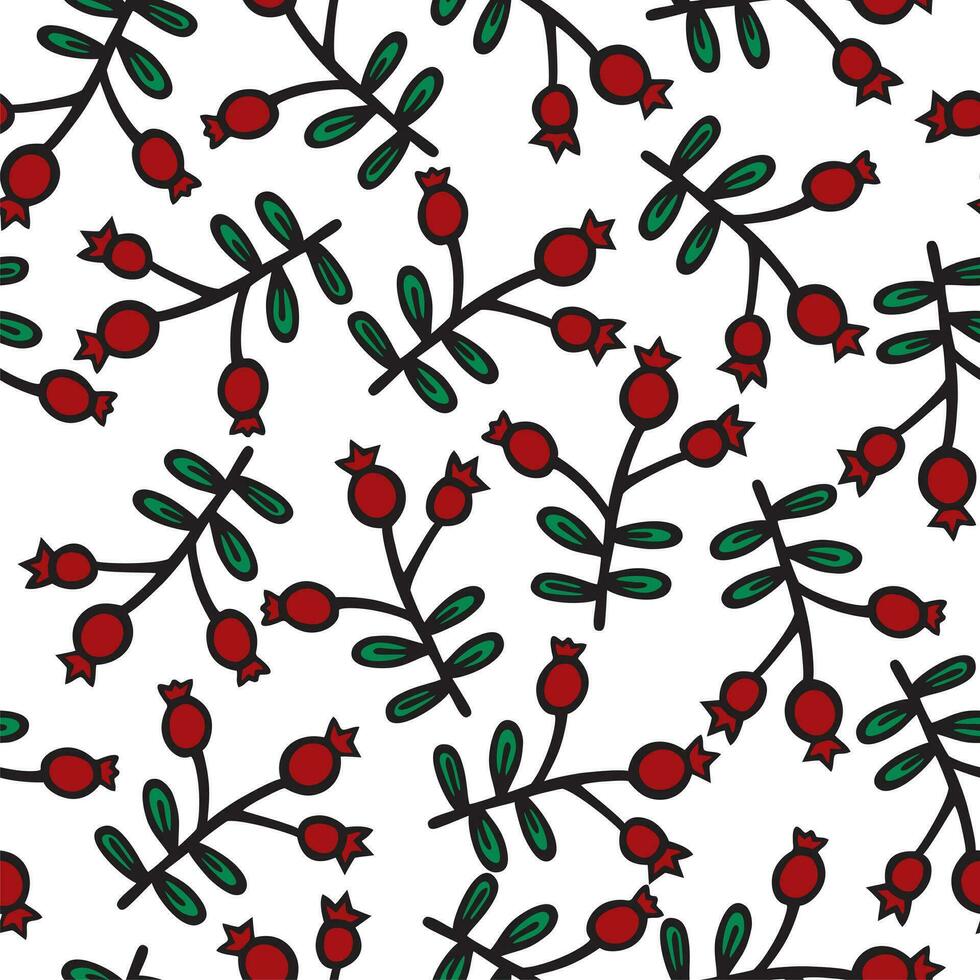 Winter Ferien Stechpalme Laub und Beeren Vektor nahtlos Muster. modern Weihnachten Hintergrund. bunt minimal handgemalt drucken.