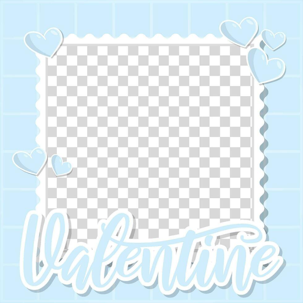 leer Foto Platz Rahmen glücklich Valentinstag Tag Stil Blau Liebe Vorlage Design Vektor Illustration