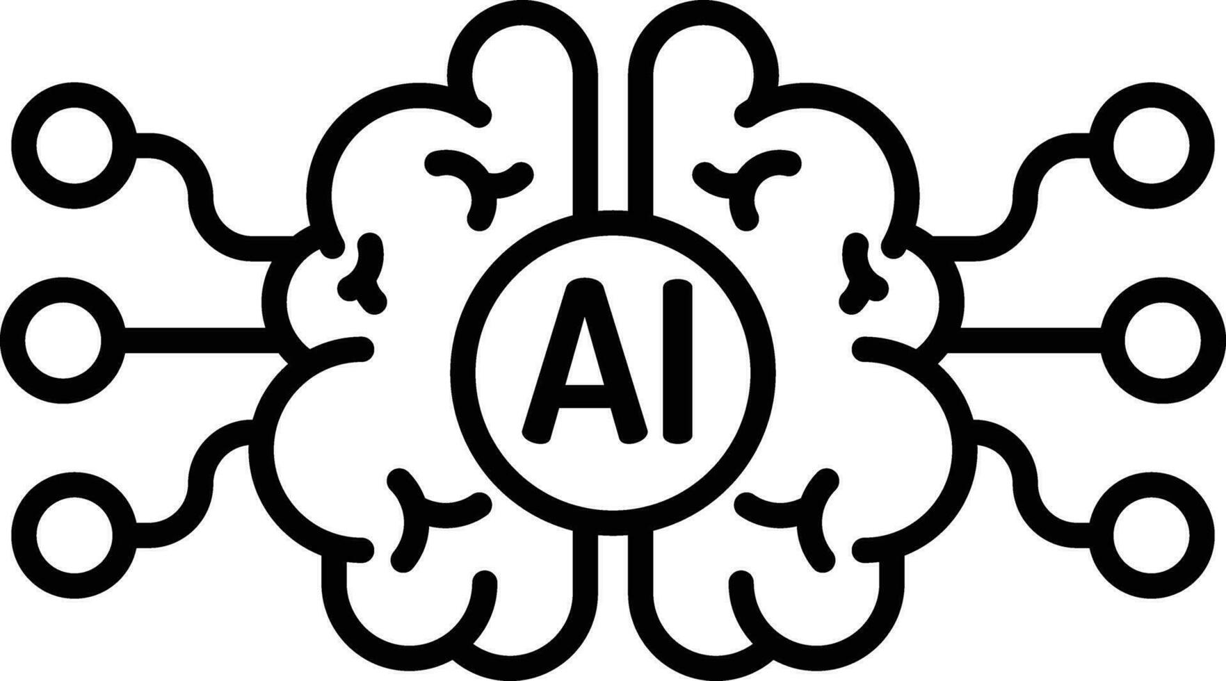 ai Gehirn Denken Gliederung Vektor Illustration Symbol