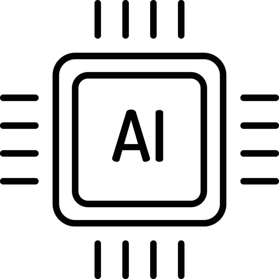 ai Chip Gliederung Vektor Illustration Symbol