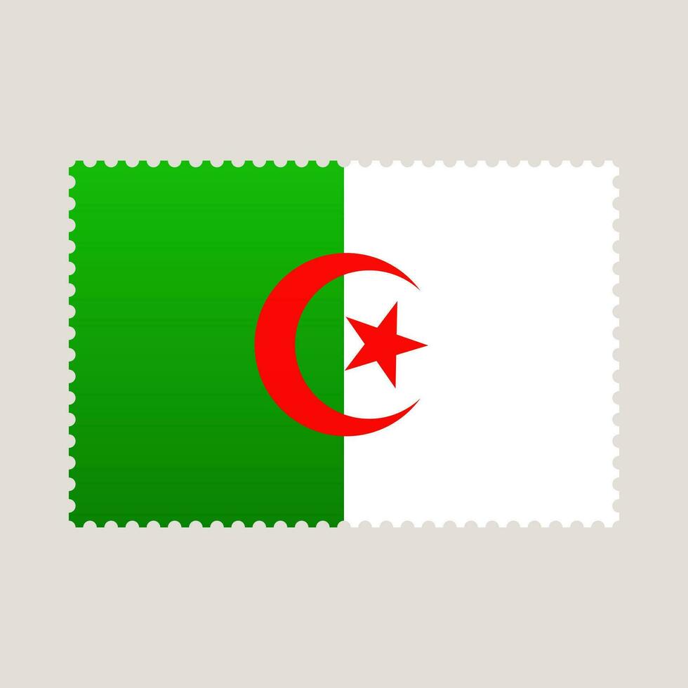 Algerien Flagge Porto Briefmarke. Vektor Illustration National Flagge isoliert auf Licht Hintergrund