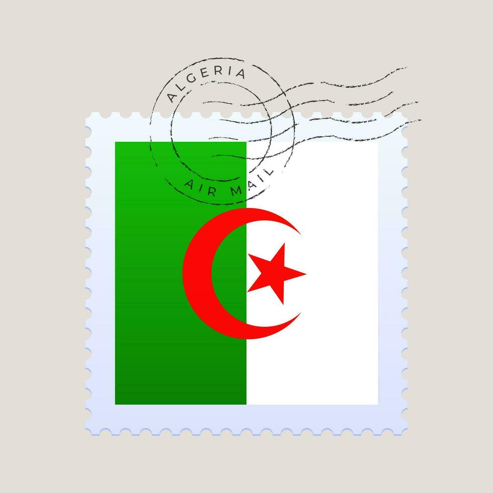 Algerien Flagge Porto Briefmarke. Vektor Illustration National Flagge isoliert auf Licht Hintergrund