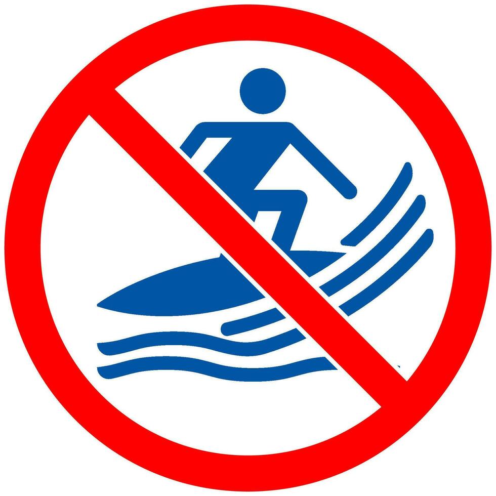 Beachtung Strand Sicherheit Zeichen Nein Surfen vektor