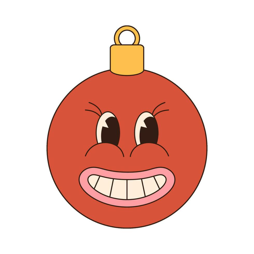 groovig retro Weihnachten Ball. fröhlich Weihnachten retro Stil Vektor Illustration Symbol