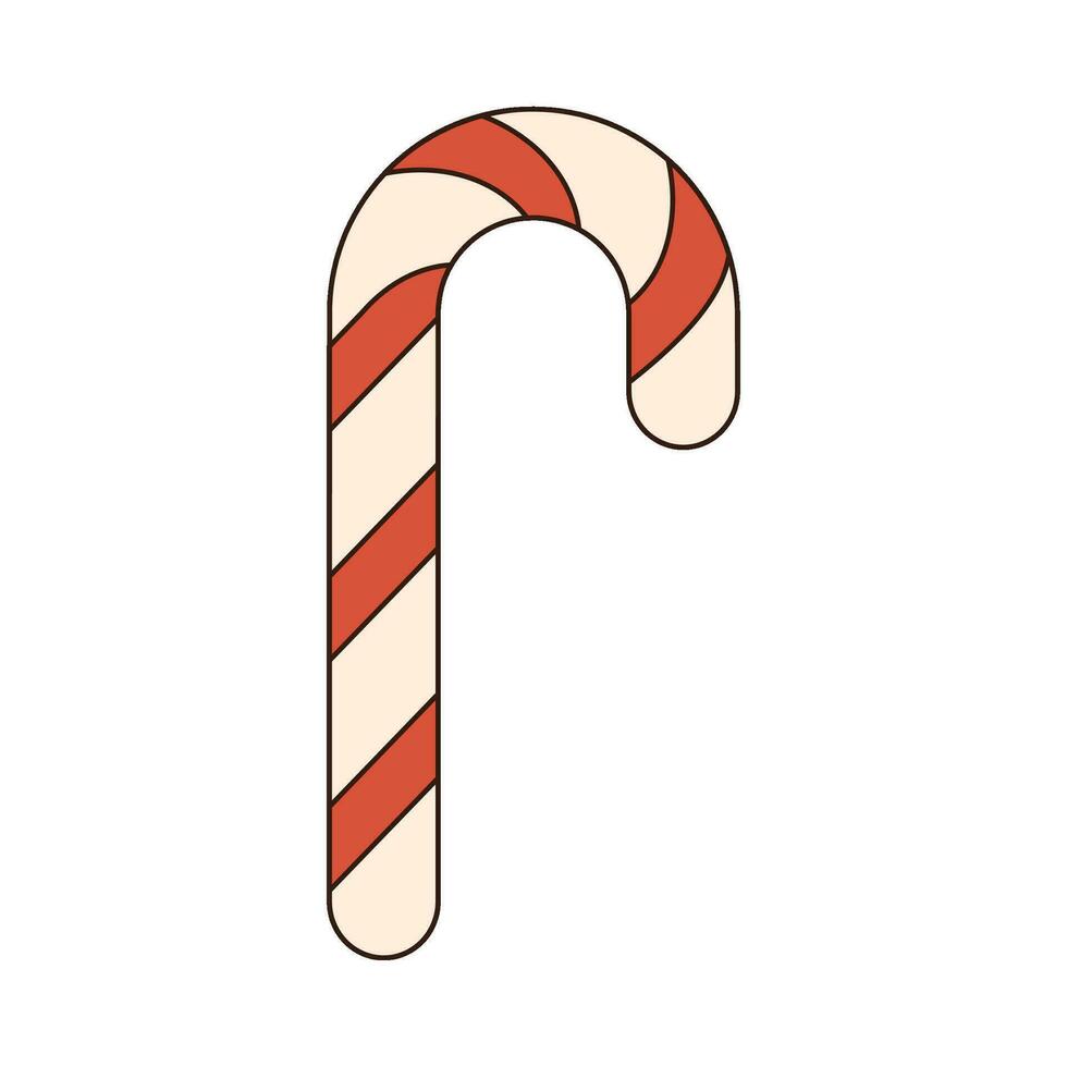 Weihnachten groovig Süßigkeiten Stock. fröhlich Weihnachten retro Stil Vektor Illustration Symbol