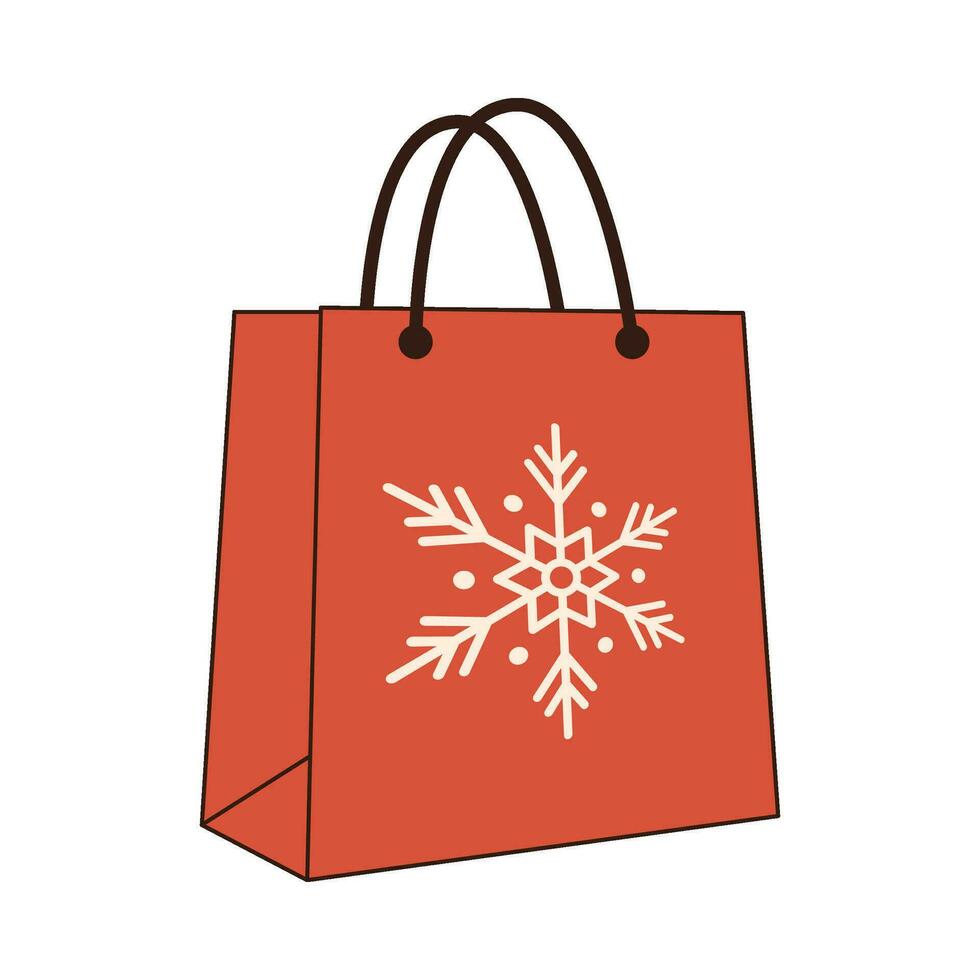 Weihnachten Einkaufen Tasche. fröhlich Weihnachten retro Stil Vektor Illustration Symbol