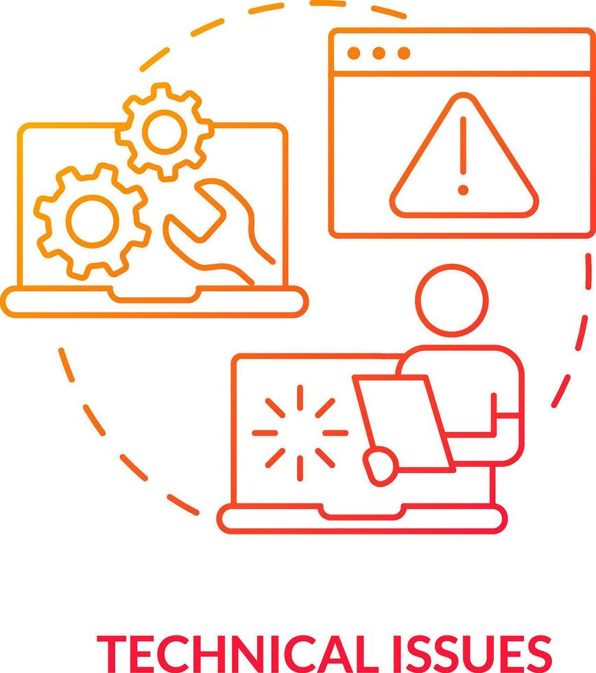 2d technisch Probleme dünn Linie Gradient Symbol Konzept, isoliert Vektor, rot Illustration Darstellen online Therapie. vektor