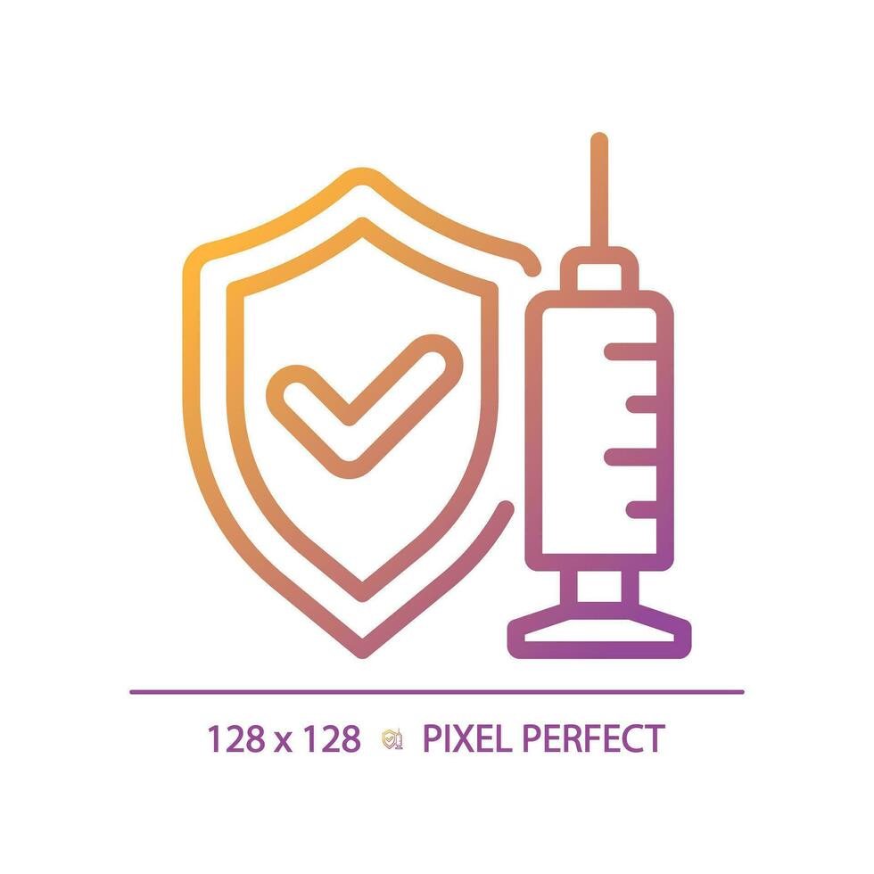 2d Pixel perfekt Gradient Impfstoff Symbol, isoliert Vektor, dünn Linie Illustration Darstellen Bakterien. vektor