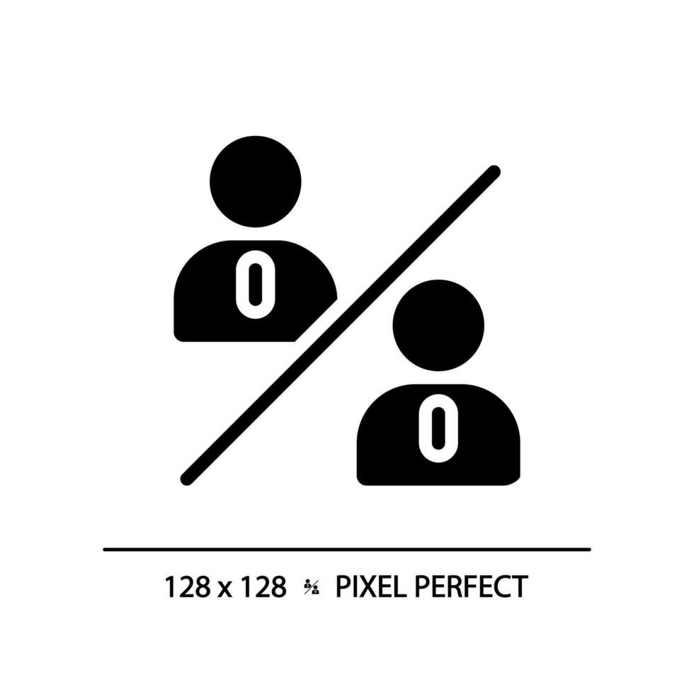 2d Pixel perfekt Silhouette Menschen Vergleich Symbol, isoliert Vektor, Glyphe Stil schwarz Illustration Darstellen Vergleiche vektor