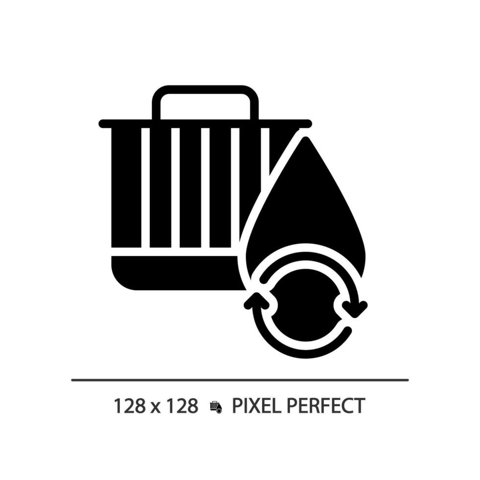 2d Pixel perfekt Glyphe Stil Auto Öl Filter Symbol, isoliert Vektor, einfach Silhouette Illustration Darstellen Auto Bedienung und Reparatur. vektor