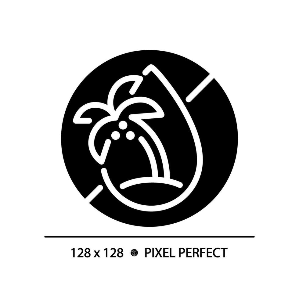 2d Pixel perfekt Glyphe Stil Palme Öl kostenlos Symbol, isoliert Vektor, Silhouette Illustration Darstellen Allergen frei. vektor