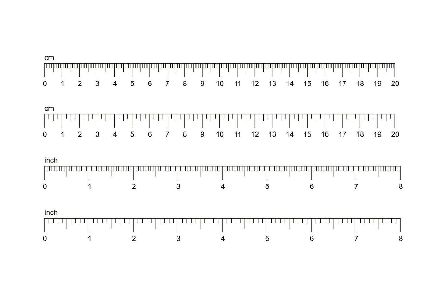 enkel centimeter och tum linjal vektor illustration