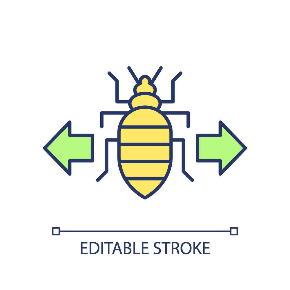 2d enkel redigerbar spridning säng buggar ikon representerar integrerad skadedjur förvaltning, isolerat vektor, tunn linje illustration. vektor
