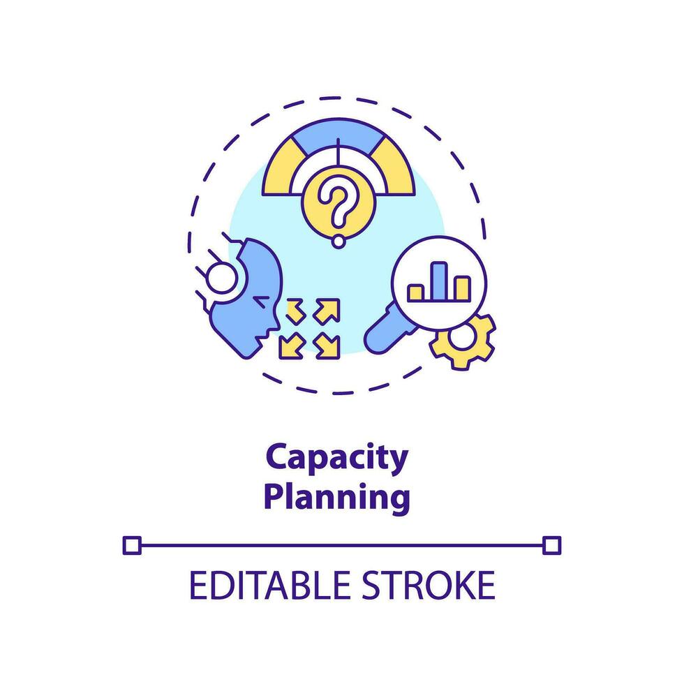 2d redigerbar kapacitet planera ikon representerar ai ops, isolerat vektor, Flerfärgad tunn linje illustration. vektor