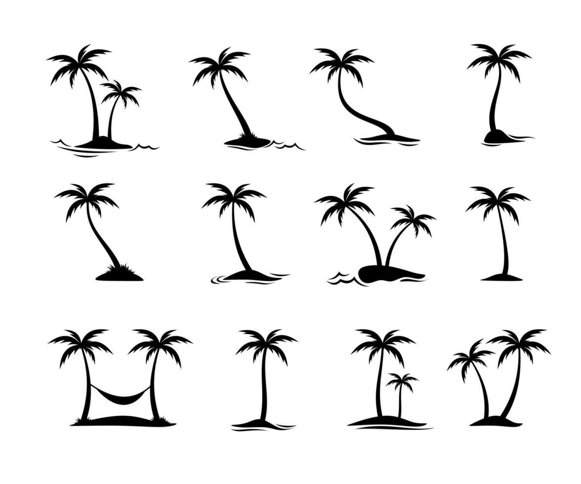 verschiedene Kokosnuss Baum Silhouette Sammlung vektor