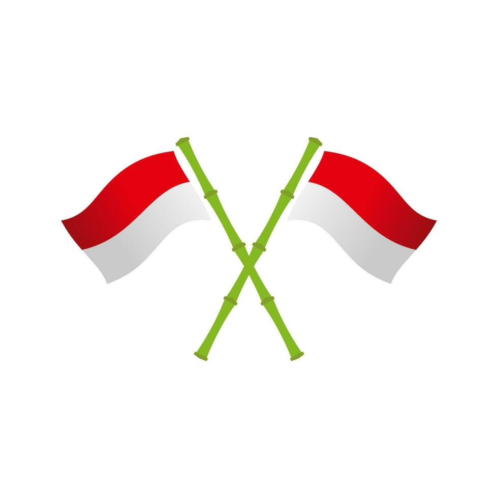 einfach sauber Indonesien Flagge Illustration Design, modern rot und Weiß Flagge auf Bambus Stock Vorlage Vektor