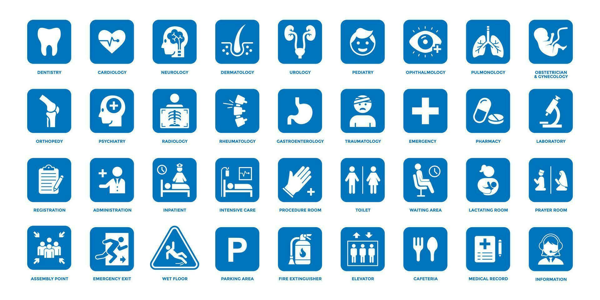 sjukhus wayfinding symbol samling vektor