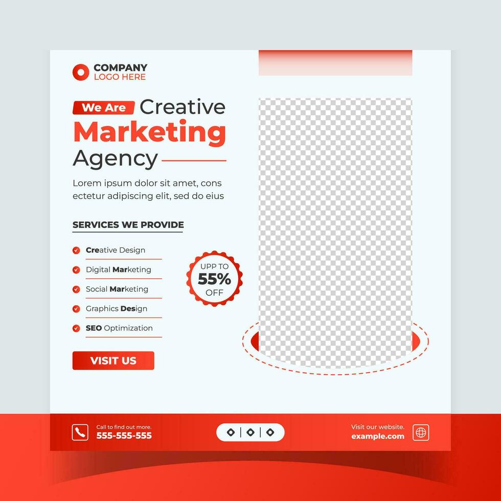 kreativ marknadsföring byrå företag social media fyrkant posta mall vektor