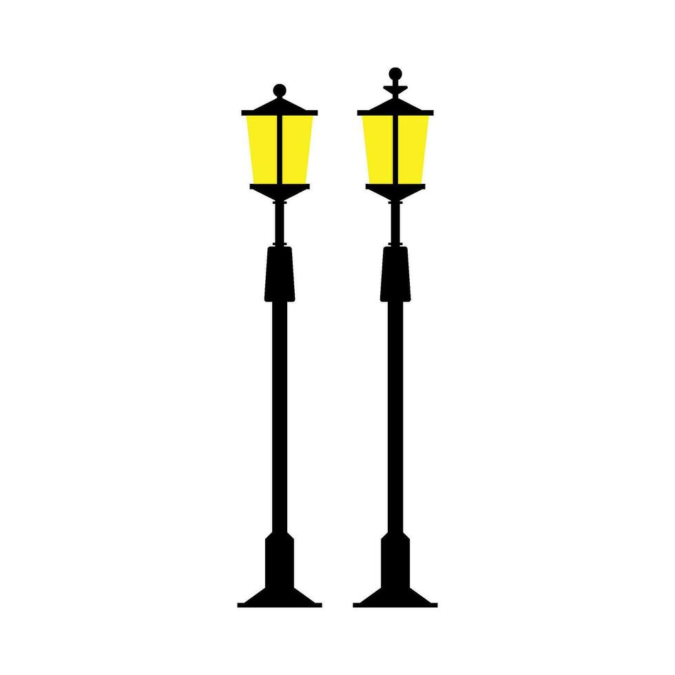platt illustration av gata och parkera belysning vektor