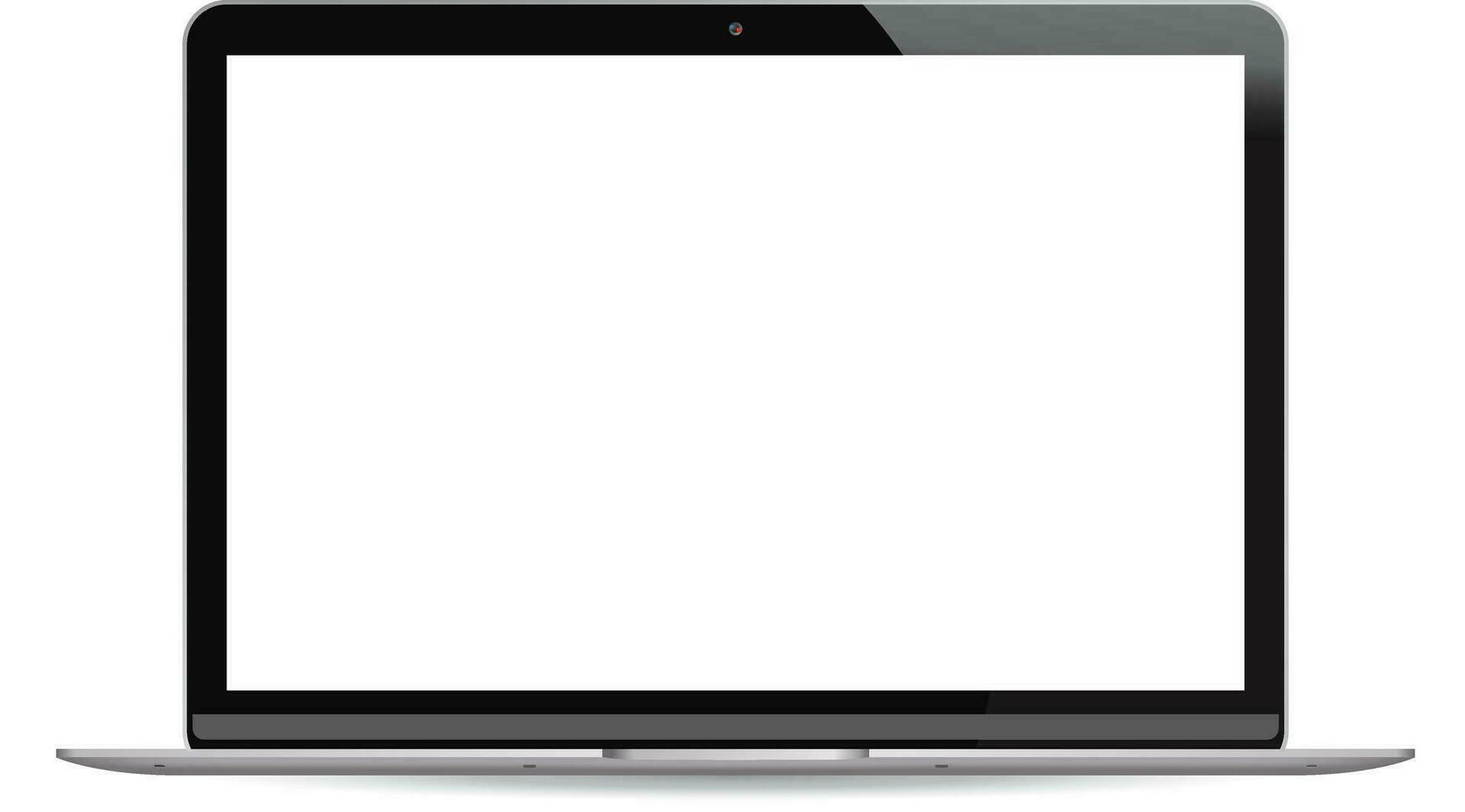 Laptop pc mit Weiß lcd Bildschirm isoliert auf Hintergrund. tragbar Notizbuch Computer realistisch Vektor Illustration. hoch Qualität modern Design.