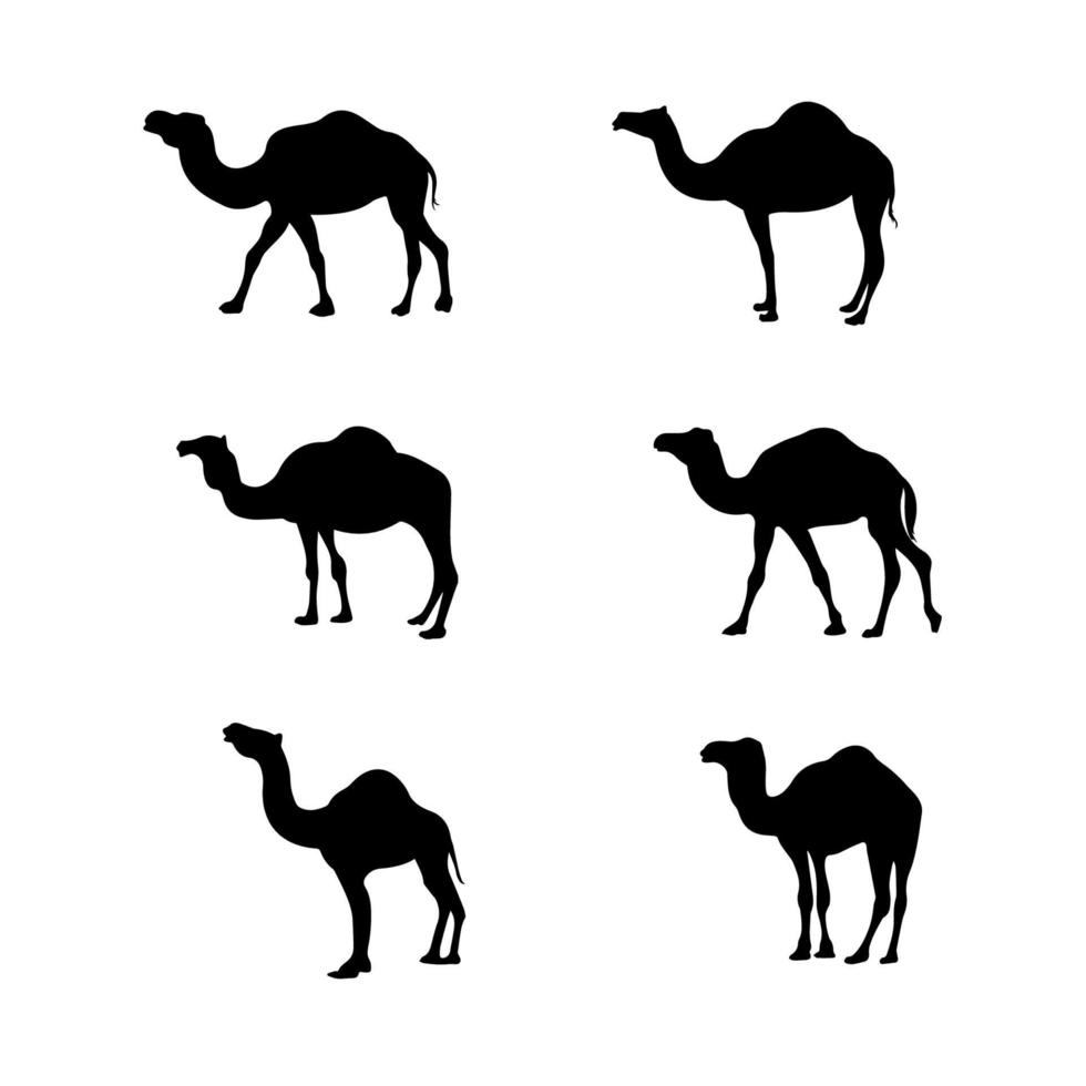 kamel svarta silhuetter uppsättning vektor