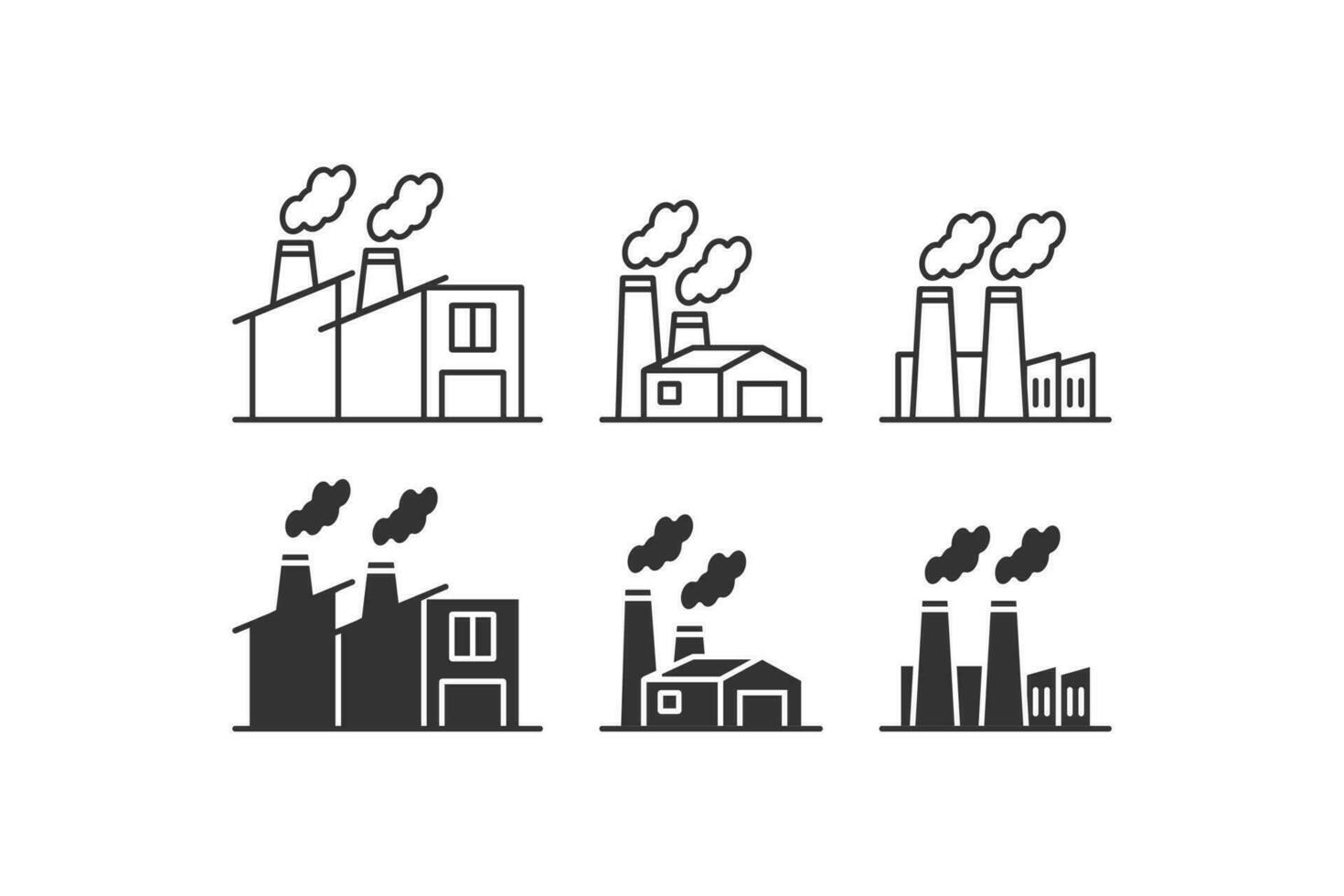 Fabrik, Ingenieur, Industrie, Gebäude, Ingenieur Symbol Satz. Vektor Illustration Design.