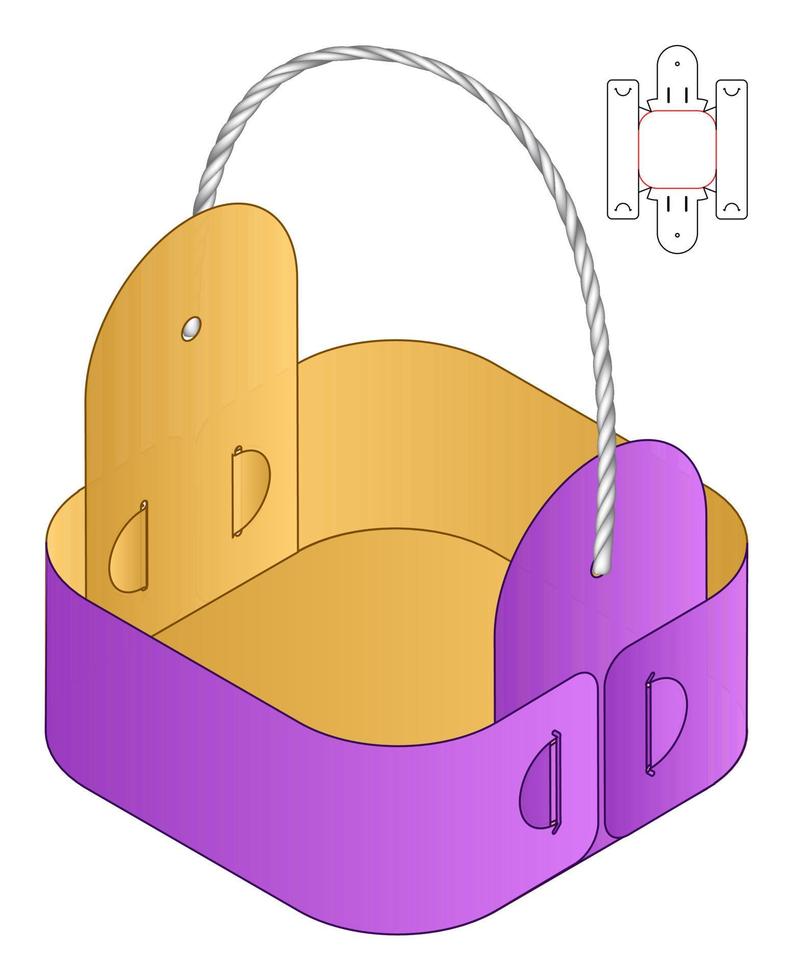 låda förpackning stansad mall design. 3d mock-up vektor