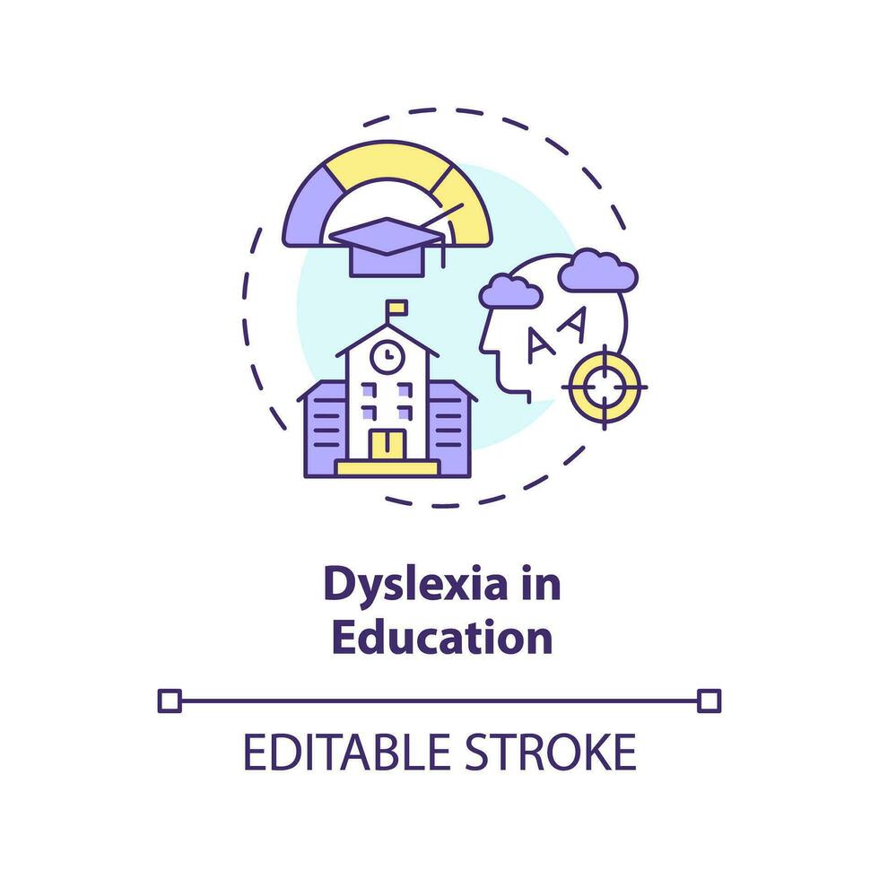 2d editierbar Mehrfarbig Symbol Dyslexie im Bildung Konzept, einfach isoliert Vektor, Dyslexie dünn Linie Illustration. vektor