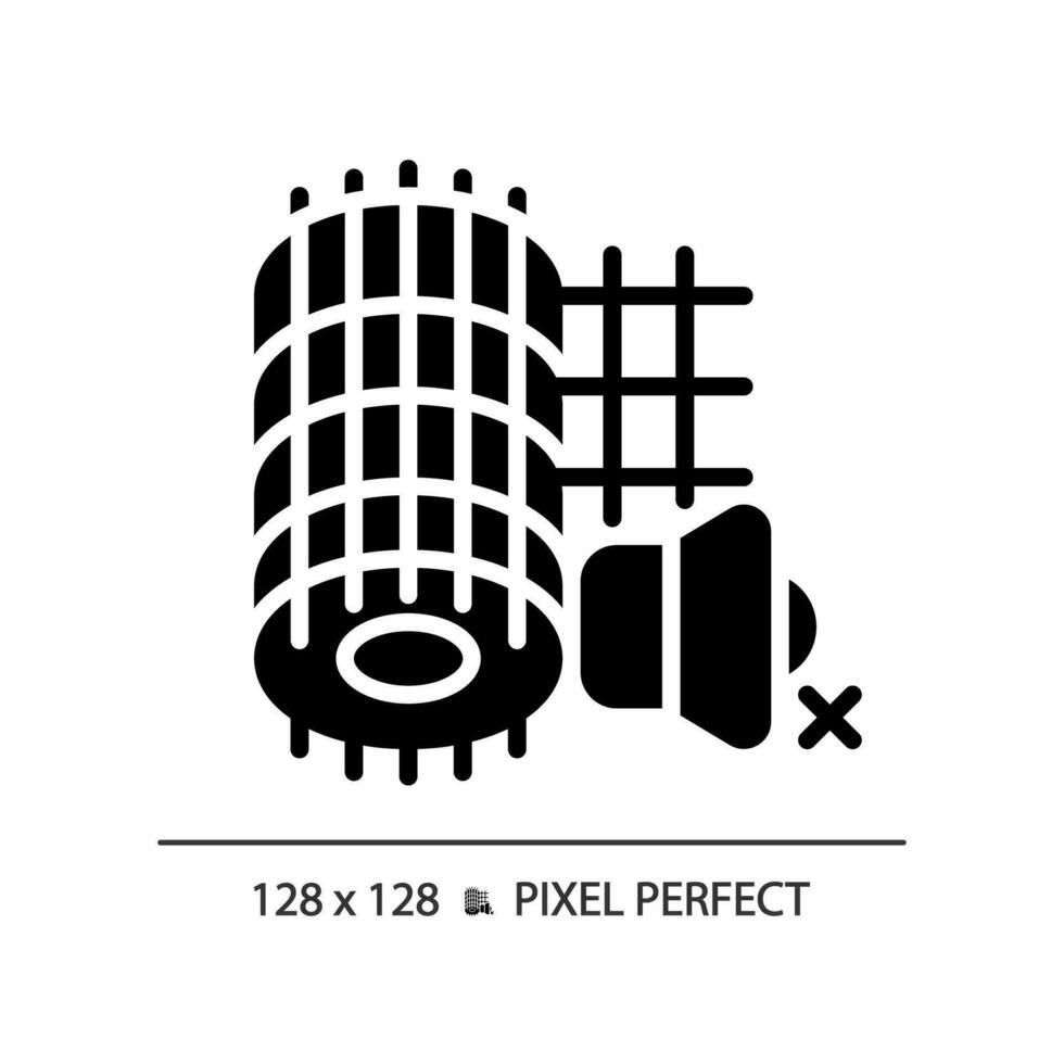 2d Pixel perfekt Schallschutz Gittergewebe Glyphe Stil Symbol, isoliert Vektor, Schalldämmung solide Illustration. vektor