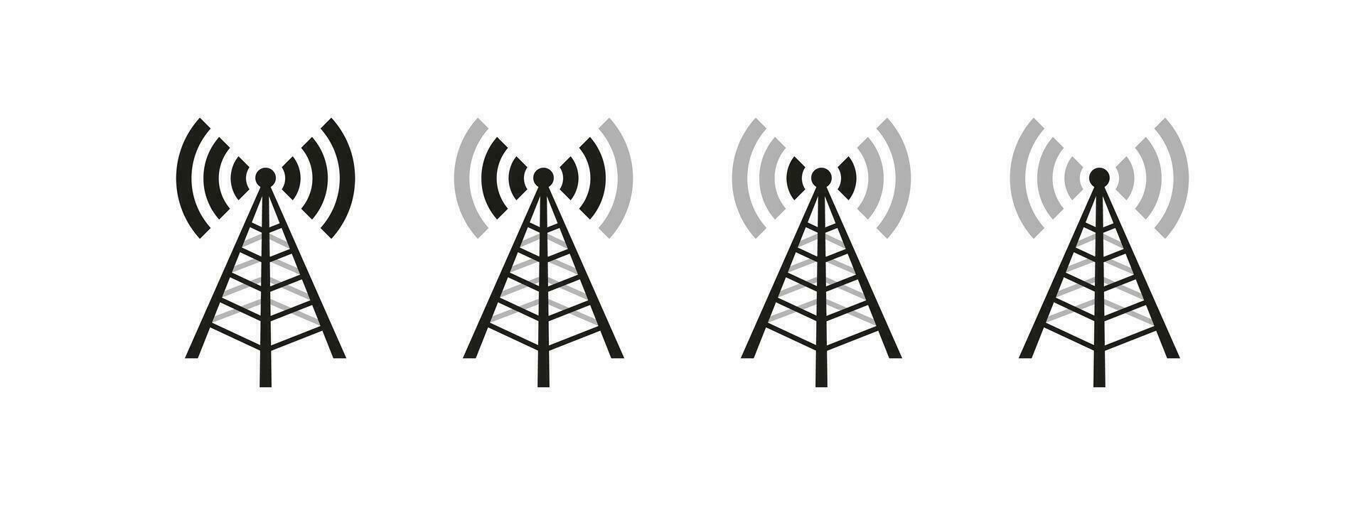 Sender Antenne Symbol Satz. Signal Antenne Vektor