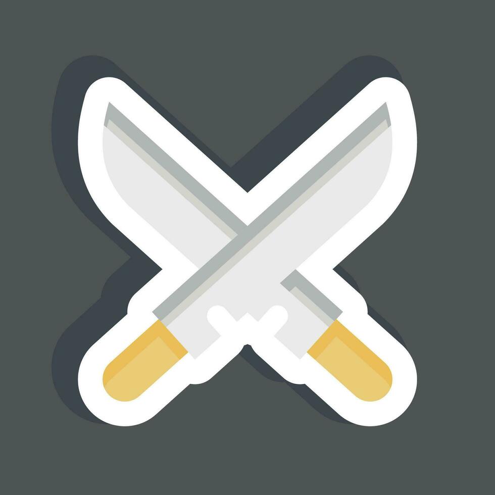 Aufkleber Schwert. verbunden zu Ninja Symbol. einfach Design editierbar. einfach Illustration vektor