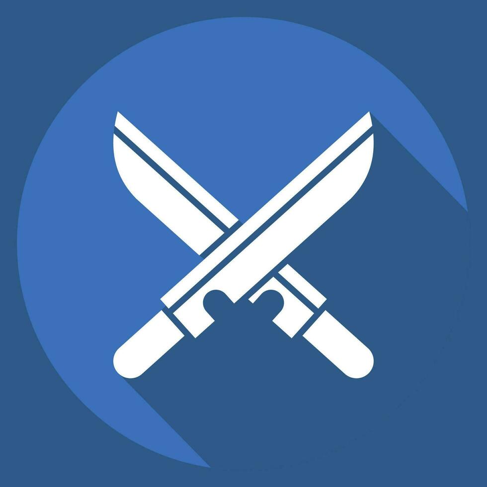 Symbol Schwert. verbunden zu Ninja Symbol. lange Schatten Stil. einfach Design editierbar. einfach Illustration vektor