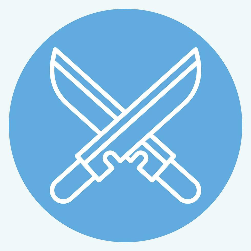 ikon svärd. relaterad till ninja symbol. blå ögon stil. enkel design redigerbar. enkel illustration vektor