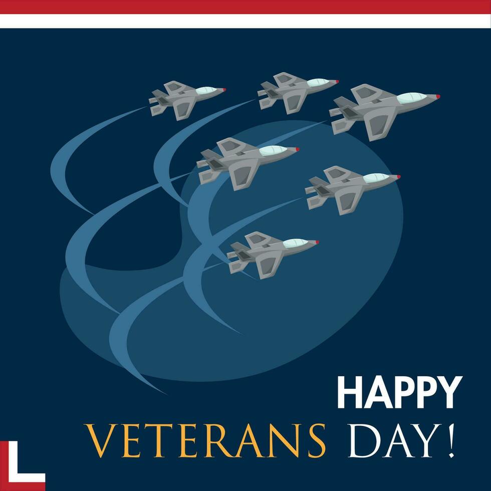 Gruppe von Militär- Flugzeuge glücklich Veteran Tag Vektor Illustration