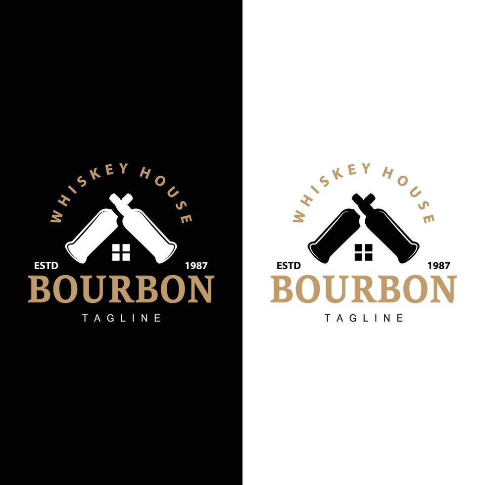 Whiskey Logo Design alt trinken Flasche einfach Stil retro Jahrgang Bar Restaurant Schablone Illustration vektor