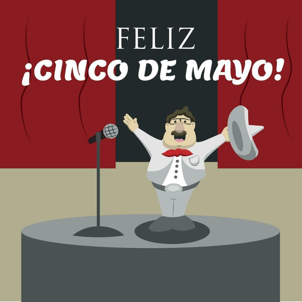 Mariachi Sänger Karikatur mit traditionell Kleider cinco de Mayo Vektor Illustration