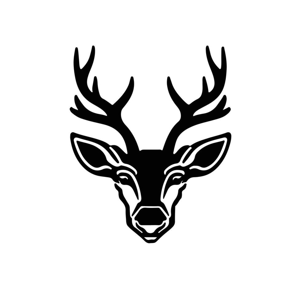 Silhouette schwarz Hirsch Gesicht Symbol, Hirsch Logo Konzept Vektor Illustration