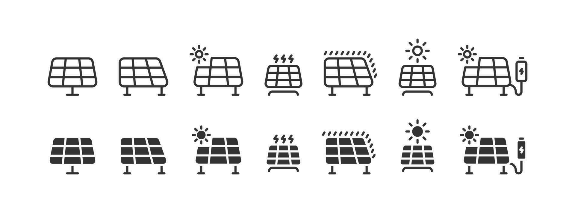 Solar- Panel Leistung Symbol Satz. Vektor Illustration Design.