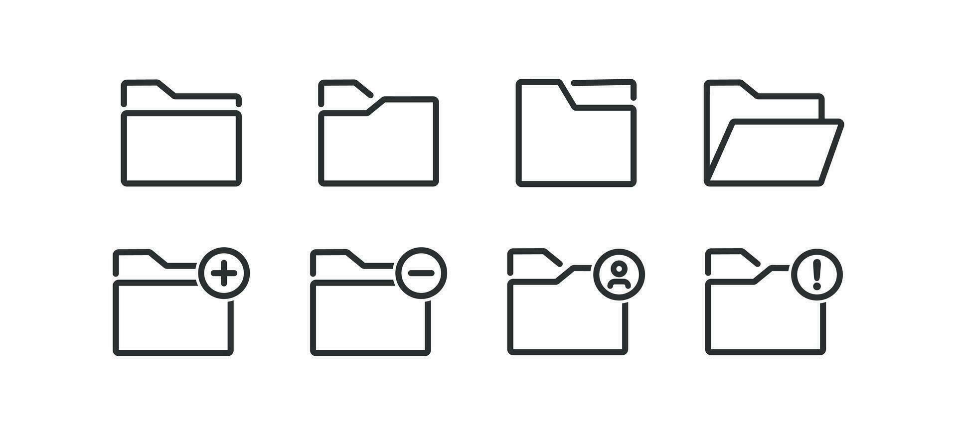 Datei Mappe Symbol Satz. Datei Portfolio Illustration Symbol. Zeichen dokumentieren Vektor