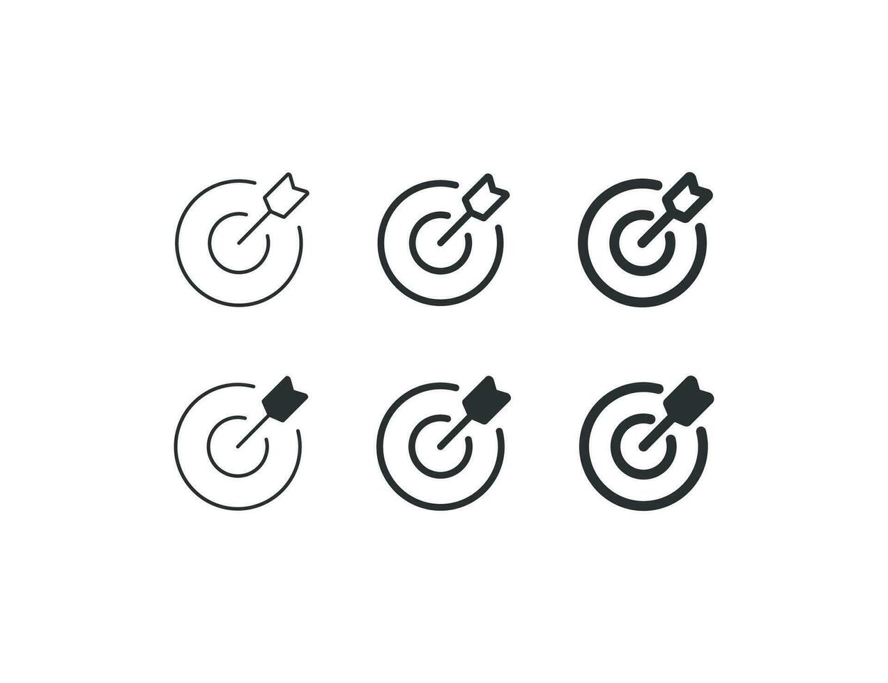 mål ikon uppsättning. mål illustration symbol. tecken dartboard med pil vektor