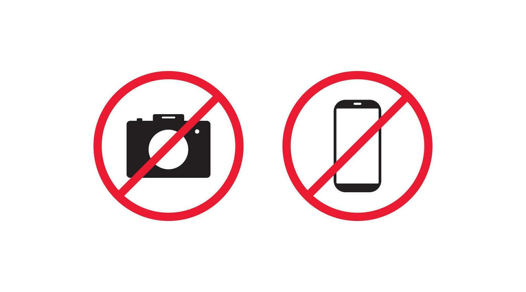 verboten Foto und Telefon Symbol. Nein Fotografie, Nein Telefon Illustration Symbol. Zeichen Kamera und Smartphone Verbot Vektor