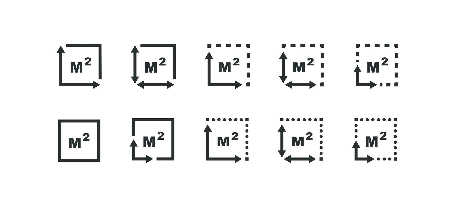 fyrkant meter ikon. m2 illustration symbol. tecken areal vektor