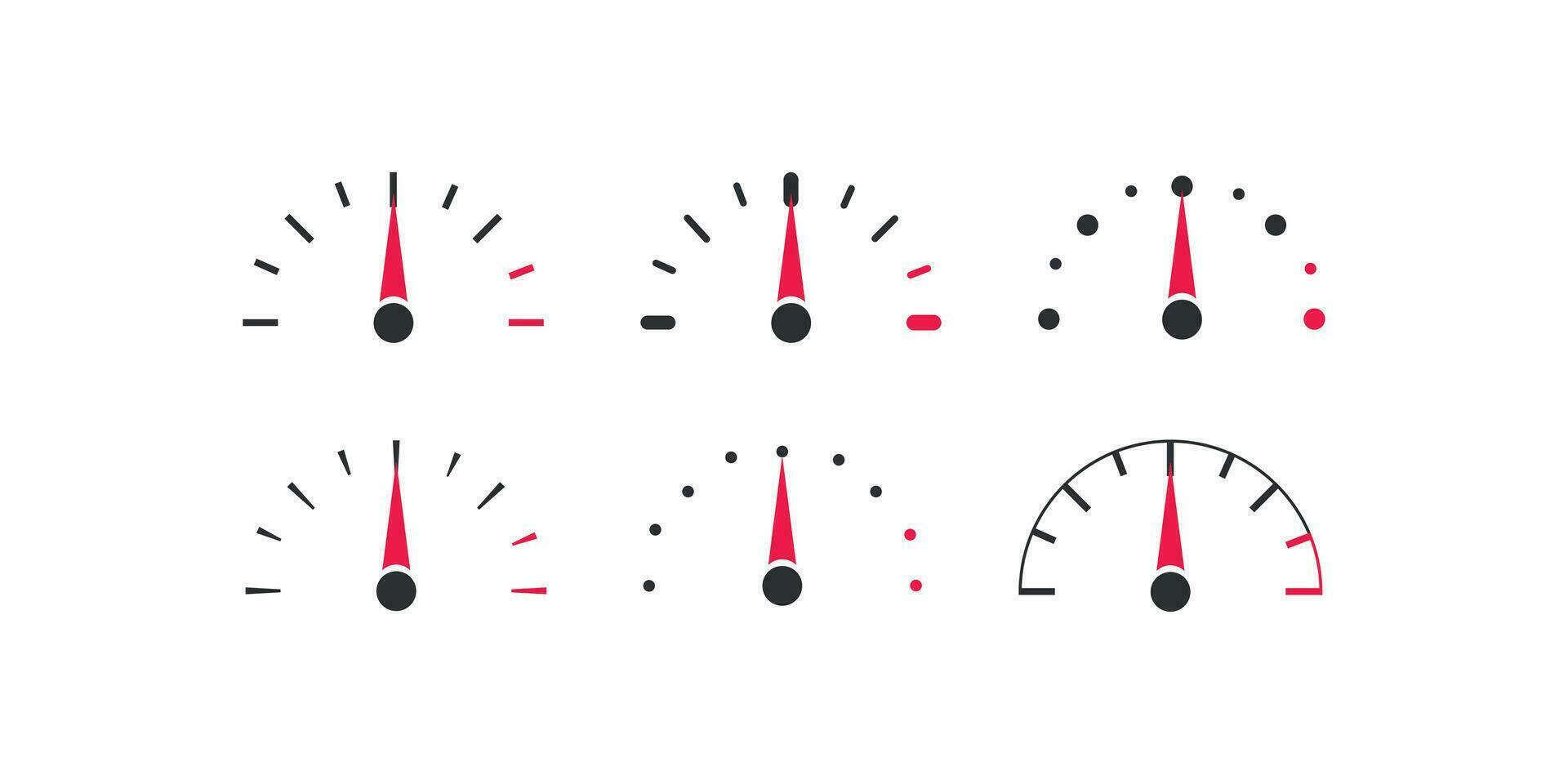 hastighetsmätare ikon uppsättning. takometer illustration symbol. tecken bränsle meter vektor