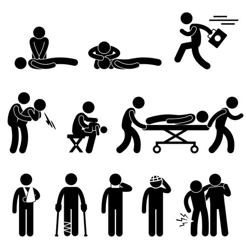 Erste-Hilfe-Rettungs-Nothilfe-HLW-Sanitäter, der Leben-Symbol-Symbol-Zeichen-Piktogramm speichert. vektor